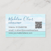 海ビーチシートラベルQRコードアクアブルースタイリッシュ 名刺 (裏面)