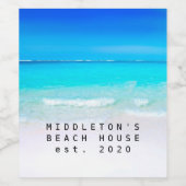 海ビーチシーパーソナルアクアブルーモダン ワインラベル (シングルラベル)