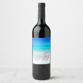 海ビーチシーパーソナルアクアブルーモダン ワインラベル (正面)