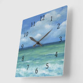 海ビーチシービュー273青 スクエア壁時計 (傾斜)