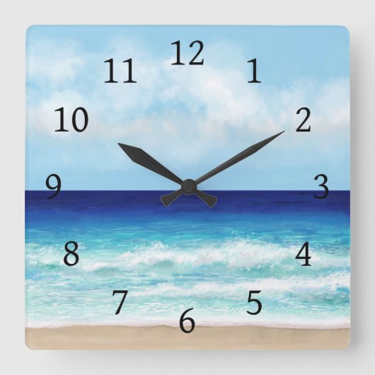 海ビーチシービュー275 スクエア壁時計 (正面)