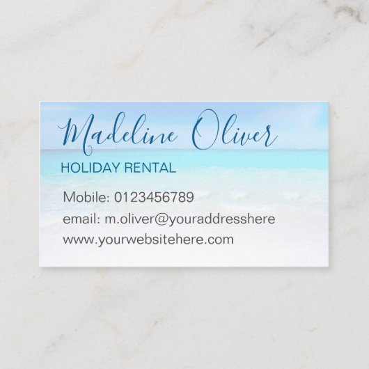海ビーチシーホリデーレンタルアクアブルースタイリッシュ 名刺 (裏面)