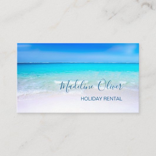 海ビーチシーホリデーレンタルアクアブルースタイリッシュ 名刺 (正面)