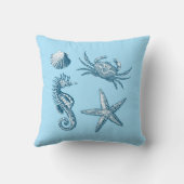 海ビーチシーホースヒトガニ&シェルパターン クッション (裏面)