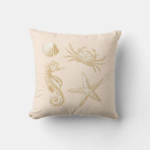 海ビーチシーホースヒトガニ&シェルパターン クッション (正面)