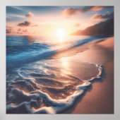 海ビーチシーンコースタルサンセットウォールアート ポスター (正面)