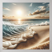 海ビーチシーンコースタルサンセットウォールアート ポスター (正面)