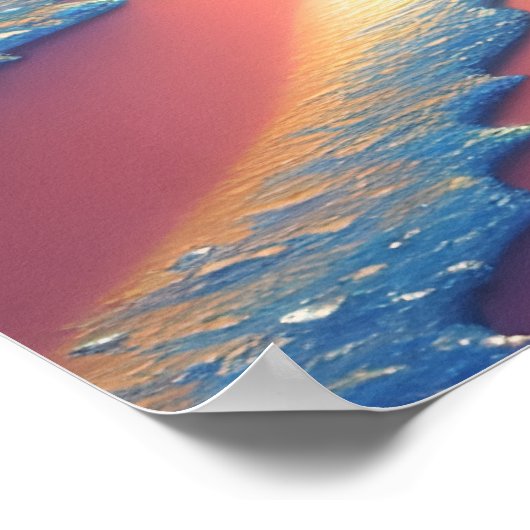 海ビーチシーンシーシェルファンタジーアート ポスター (角)