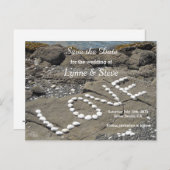 海ビーチシーン日付の保存 案内ポストカード (正面/裏面)