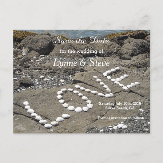 海ビーチシーン日付の保存 案内ポストカード (正面)
