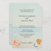 海ビーチシ結婚ェル 招待状 (正面/裏面)