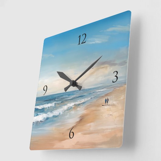 海ビーチシ絵を描ーン スクエア壁時計 (傾斜)