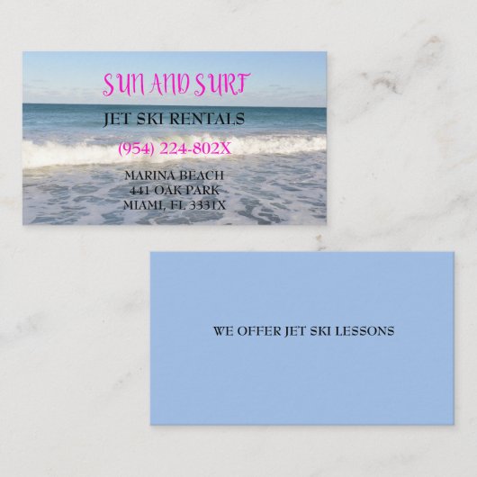海ビーチジェットスキーサーフショップ 名刺 (正面/裏面)