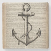 海ビーチセーラーヴィンテージ航海のいかり ストーンコースター (正面)