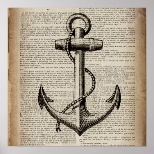 海ビーチセーラーヴィンテージ航海のいかり ポスター (正面)