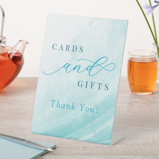 海ビーチティール(緑がかった色)ブライダルシャワーカードとギフト 台座サイン (インサイチュ)