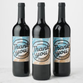 海ビーチテーマありがとうステッカーラベル ワインラベル (ボトル)