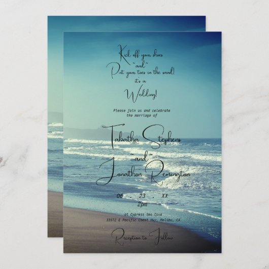 海ビーチテーマ結婚式招待状 招待状 (正面/裏面)