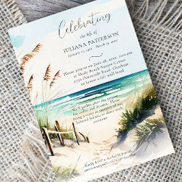 海ビーチトレイルお祝いの写真 招待状