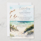 海ビーチトレイルお祝いの写真 招待状 (正面)