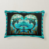 海ビーチハウスブルードルフィンフェイクステンドグラス アクセントクッション (裏面)