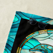 海ビーチハウスブルードルフィンフェイクステンドグラス ビーチタオル (インサイチュ)