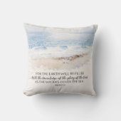 海ビーチバイブルVerse, Habakkuk 2:14水彩 クッション (正面)