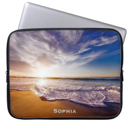 海ビーチバケーションモノグラム名 ラップトップスリーブ