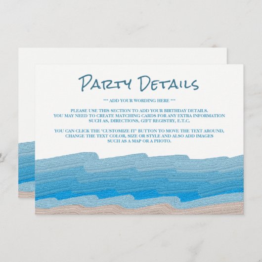 海ビーチバースデーパーティー詳細 招待状 (正面/裏面)