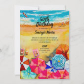 海ビーチバースデーパーティ招待状 招待状 (正面)