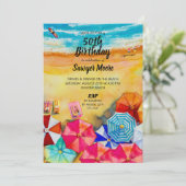 海ビーチバースデーパーティ招待状 招待状 (スタンド正面)