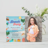 海ビーチパーティー誕生日、夏ビーチ誕生日 招待状 (スタンド正面)