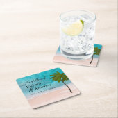 海ビーチパーム結婚ツリー スクエアペーパーコースター (インサイチュ)