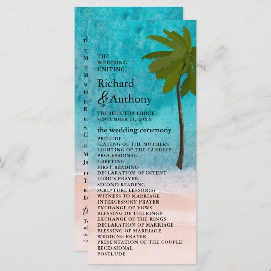 海ビーチパーム結婚ツリー プログラム (正面/裏面)