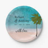 海ビーチパーム結婚ツリー ペーパープレート (正面)