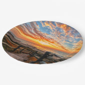 海ビーチビュートロピカルサンセットパラダイスドリーム ペーパープレート (アングル)