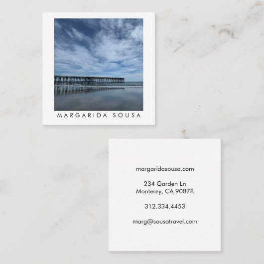 海ビーチピアブルーフォトトラベルツーリズム スクエア名刺 (正面/裏面)
