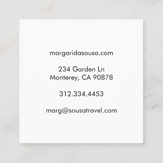 海ビーチピアブルーフォトトラベルツーリズム スクエア名刺 (裏面)