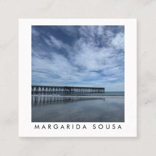 海ビーチピアブルーフォトトラベルツーリズム スクエア名刺 (正面)