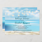 海ビーチフェアリーライトブライダルウェディングシャワー 招待状 (正面/裏面)