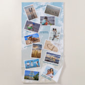 海ビーチフォトコラージュテンプレート ビーチタオル (正面)