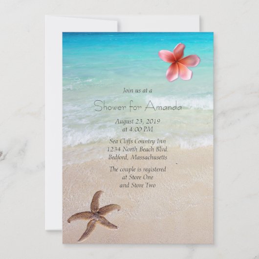 海ビーチブライダルシャワーパーティの招待状 招待状 (正面)