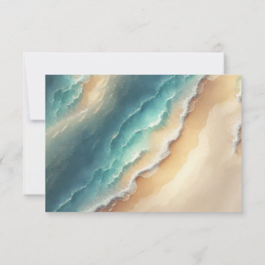 海ビーチブルーウォーターエレガントカラーRSVP 出欠カード (裏面)