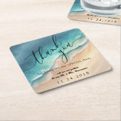 海ビーチブルーウォーターカラーサマーパーティー スクエアペーパーコースター (アングル)