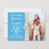 海ビーチブルー写真保存日時 マグネット招待状 (正面)