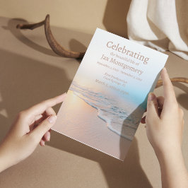 海ビーチ写真葬儀お祝いの生活 招待状