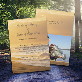 海ビーチ写真追悼式サービスカード 招待状