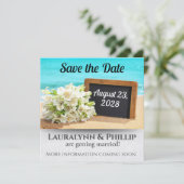 海ビーチ日付の結婚保存 招待状 (スタンド正面)
