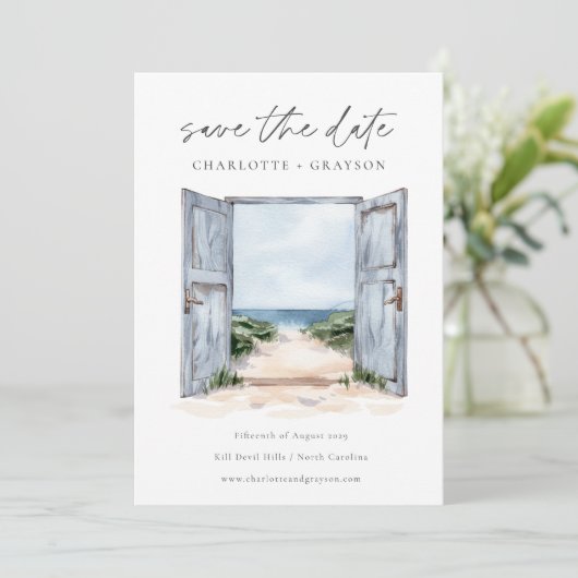 海ビーチ水の色の結婚式の日付を保存 セーブザデート (スタンド正面)