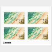 海ビーチ水彩夏の日 長方形シール (シート)